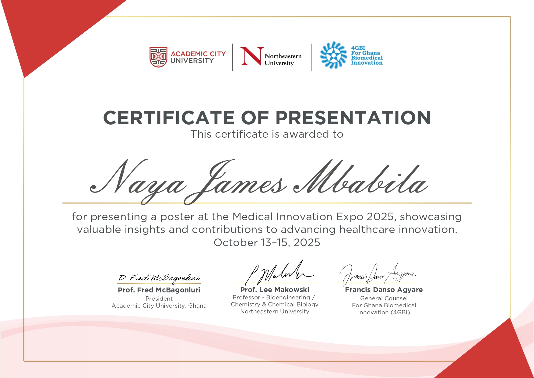 Medical Innovation Expo 2025 Certificate